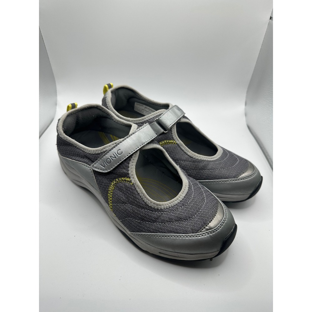 Vionic Women's Gray Mary Jane Comfort Shoes Size 8.5 Velcro